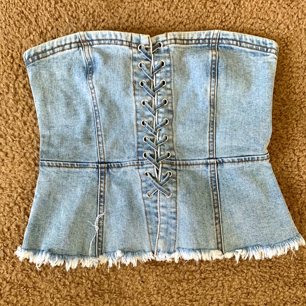 Denim Strapless Top